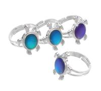 FOYTOKI 4 piezas Anillo Tortuga Cambio de Color Sensible al Estado de Ánimo Unisex Joyería Creativa Emociones Temperatura