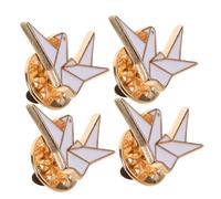 FOYTOKI 4 Piezas Broches Origami Grulla Metálicos Pines para Ropa Mujer Accesorios de Moda para Fiestas Zinc Aleación