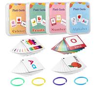FOYTOKI 4 Piezas Tarjetas Flash Educativas para Aprendizaje de Inglés con Imágenes Colores Estimulación Temprana y Desarrollo Cognitivo Tarjetas de Memoria para Pequeños