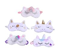 FOYTOKI 5 Antifaces de Felpa Forma de Unicornio para Dormir, Banda Elástica, Alivian la Presión Ocular, para Viajes y Descanso Estilo Aleatorio