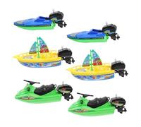 FOYTOKI 6 Piezas Juguetes de Baño Flotantes Barcos de Plástico Resistentes para Piscina de Lancha y Moto Acuática para Bebés Seguro y Divertido