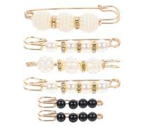 FOYTOKI Alfileres de Seguridad con Perlas 6 Piezas para Mujer, Imperdibles Decorativos para Pantalones, Vestidos y Faldas, Clip Ajustable para Cintura, Accesorios para Ropa y Uso Diario