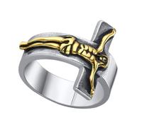 FOYTOKI Anillo Joya Creativa y Elegante Cruz de Jesús de Aleación Dorado Fácil de Poner y Quitar para Hombre y Mujer para Obsequio de Festival