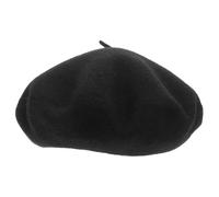 FOYTOKI Boina Negra de Lana para Niña Talla Infantil 52-54 CM Gorro Francés sin ala Cálido y Suave Accesorio de Pintora para Niñas en Otoño E Invierno