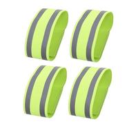 FOYTOKI Brazaletes Reflectantes Elásticos 4 Piezas Verde Fluorescente 35x5 Cm para Correr de Noche y Ciclismo Seguridad Fitness Muñequera Deportiva