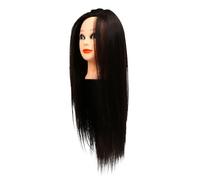 FOYTOKI Cabeza de Maniquí de Cosmetología y Seda de Alta con Cabello Sintético Realista Negro Adecuado para Práctica de Peinados y Exhibición Profesional