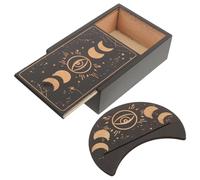 FOYTOKI Caja de Madera para Cartas de Tarot con Soporte de Altar, Estuche Organizador Portátil con Tapa, Tamaño Compacto para Juegos de Mesa y Baraja de Cartas del Tarot, Accesorio