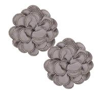 FOYTOKI Clips para Zapatos Desmontables Flores de Tela y Gemas de Imitación, 2 Unidades, Color Gris Rosa, Accesorios para Boda Invierno, Decoración Elegante y Versátil para Novias