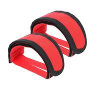 FOYTOKI Correas de Pedal de Nailon Ajustables para Bicicleta, Banda de Sujeción para Pies de Ciclismo, Par Rojo para Bicicletas de Piñón Fijo, Accesorio Ligero y Resistente para Pedales,