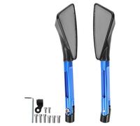 FOYTOKI Espejos Laterales Triangulares para Motocicleta Juego de 2 Espejos Retrovisores Convexos Azules Cnc Compatibles Manillar Atv y Utv para Motos de Cross Alta Definición y Ajuste