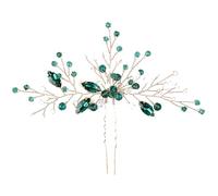 FOYTOKI Horquilla Cabello de Boda en Forma de U Cristales Verdes, Flexible y Elegante, Adecuado para Novias y Damas de Corte en Compromisos