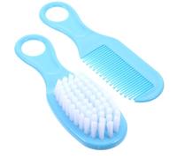 FOYTOKI Juego de Cepillo y Peine Azul para Masaje de Bebés Recién Nacidos Diseño de Peine Circular y Material Pp y Tpe para Cuidado Delicado