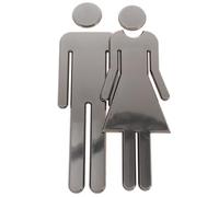 FOYTOKI Letreros para Baño en Acero Inoxidable Negro Mate, Juego de Señales para Hombres y Mujeres, Señal de Guía Adhesiva para Puertas de Baños Públicos y Comerciales