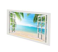 FOYTOKI Pegar de Ventana Falsa 3D Removible Paisaje Marino para Embellecimiento Hogar, Oficinas y Centros Comerciales