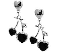 FOYTOKI Pendientes Mujer y Cereza Colgantes de Metal Negro Diseño Original Joyería para Diario y Fiesta
