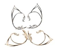 FOYTOKI Pendientes Tipo Ear Cuff para Mujer sin Perforaciones, 2 Pares de Pendientes Envolventes para Orejas, Accesorios para Disfraz de Hada, Acero Aleado, 8x5cm