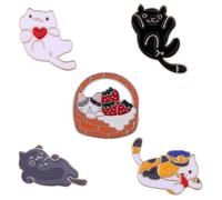 FOYTOKI Pins de solapa con forma de gato en aleación, set de 5 para mochilas y prendas, diseño creativo para actividades escolares