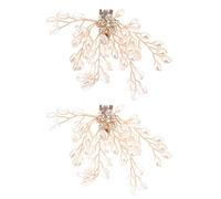 FOYTOKI Pinzas para Zapatos Joyas de Perlas y Cristal Dorado, Hebillas Decorativas Desmontables para Bodas y Banquetes, Diseño Clip-on en Aleación de Aluminio, Pack de 2 Piezas