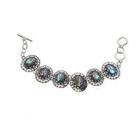 FOYTOKI Pulsera Mujer Bohemia Ajustable con Abalón Colorido Brazalete Vintage con Triple Gancho para Chica Accesorio de Moda para Muñeca