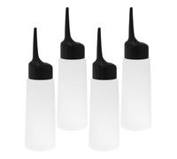 FOYTOKI Set de 4 Botellas Aplicadoras Transparentes de Plástico para Teñir Cabello con Punta Inclinada y Multialmacenaje, Adecuado para Mezcla de Tinte y Champú