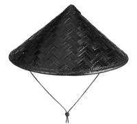 FOYTOKI Sombrero De Bambú Chino Tradicional Negro Sombrero De Bambú Oriental Para Cosplay Para Fiestas y Representaciones Teatrales