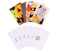 FOYTOKI Tarjetas de Halloween y Pegatinas con Sobres en Blanco 12 Piezas | Papel Jam, Espacio para Escribir Mensajes, Sobres Incluidos, Sellos Redondos, Uso Diario y Halloween Varios estilos