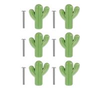FOYTOKI Tiradores de Cerámica para Armarios 6 Piezas Forma de Cactus Verde Accesorios para Muebles Tornillos Incluidos Pomos para Cajones y Puertas Ideales para Decoración Infantil y