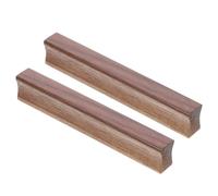 FOYTOKI Tiradores de Madera Maciza para Muebles y Cajones 2 Piezas 150 MM Largo 96 MM entre Orificios Acabado Nogal Negro para Armarios y Gabinetes de Cocina Diseño Moderno y