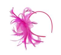 FOYTOKI Tocado para Mujer Pinza Removible, Diadema de Malla Rosa Fucsia Pluma, Sombrero Fascinator para Bodas y Fiestas de Té, Accesorios Cabello Elegantes y Livianos