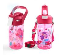 Foyucool 600ml Botella Agua Niño, Botella de Bebida con Rociador de Niebla Antifugas, Cierre Seguro, Correa Desmontable Para Llevar, Ideal para Escuela, Aire Libre, Mermaid, Pink