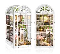 Foyucool Book Nook con Luz LED, Kit de Miniaturas 3D para Estanterías, Puzzle de Madera para Adultos y Adolescentes, El Regalo Ideal para Navidad o cumpleaños, Jardín del Café