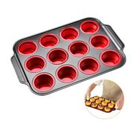 Foyucool Grande Molde de Silicona para 12 Magdalenas, Rojo