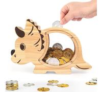 Foyucool Hucha de Madera para Niños, Hucha Ahorro para Niños Niñas, Huchas de Animales para Monedas y Dinero en Efectivo, con Pegatinas DIY, para Cumpleaños y Fiestas, Dragón