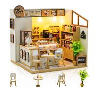 Foyucool Kit de Miniaturas Adultos para Montar, Cabaña Casa de Té, Maqueta DIY con Muebles, Manualidad Creativa para Estantería, Regalo Original para Cumpleaños y Día de la Madre