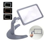 Foyucool Lupa con luz 48 Leds, 3 Modos de Atenuación, Lupa de Sobremesa y de Mano 2 en 1, Grande y Ligera, 2.5X Lupa Lectura, para Leer Impresiones Pequeñas y Baja Visión, Gris