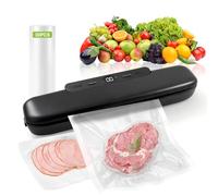 Foyucool Máquina selladora al vacío con 30 bolsas, sellador al vacío de alimentos con modos manuales y de un solo toque, succión ciclónica, ideal para cocinar en casa, sobras y almacenamiento a granel