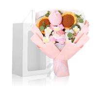 Foyucool Ramo de Flores de Ganchillo, Ramo Terminado Hecho a Mano con Bolsa de Regalo, Regalo para Mujer, para Bodas, Día de la Madre, Día del Maestro y San Valentín, Naranja