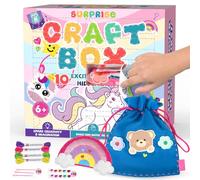 Fozcmisw Kit Costura Niños 6+ Años - 10 Proyectos de Bricolaje Sorpresa en Juego Creativo con Fieltro para Aprender a Coser, Juego de Manualidades para Principiantes, Educativo Regalo 6 7 8 9 10