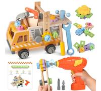 Fozcmisw Maletín de herramientas para niños, banco de trabajo, juguetes para niños a partir de 2 años, herramienta para niños, juguete de madera Montessori, regalo para niños y niñas, herramientas