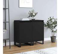 FOZICV Aparador de madera armario de almacenamiento 2 piezas decoración interior para baño dormitorio u oficina gabinete de cocina diseño moderno negro 40 x 35 x 70 cm