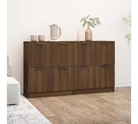 FOZICV Aparador de madera armario de almacenamiento 2 piezas decoración interior para baño dormitorio u oficina gabinete de cocina diseño moderno marrón aspecto roble 60 x 30 x 70 cm