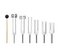 Fozriybefy 6 Unids/Set 128Hz 256Hz 512Hz 1024Hz 2048Hz 4096Hz Horquilla de AfinacióN con Martillo para Kit de Horquilla de AfinacióN Herramienta de VibracióN de Sonido Curativo