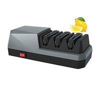 Fozriybefy Afilador de Cuchillos EléCtrico - Afilador de Cuchillos, Afilador de Cuchillos EléCtrico de 3 Etapas, 3 Etapas, Enchufe Gris de la UE
