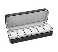Fozriybefy Caja De Reloj De 6 Ranuras Caja De Almacenamiento De Viaje Portátil Almacenamiento Colector Caja De Almacenamiento De Joyas (Negro)