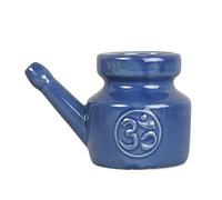 Fozriybefy Olla Neti de CeráMica de 350 Ml para Limpieza de Nariz, Duradera, una Prueba de Fugas, para Enjuague Nasal, Lavado de Nariz, Hombres y Mujeres, Azul