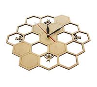Fozriybefy Reloj de Madera Cortada en Honey Comb Hexagon Nature Watch Reloj de Pared Geometric Kitchen Art Decor