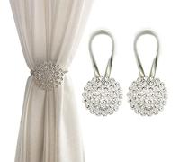 FOZUBOYO Abrazaderas magnéticas para Cortinas, Paquete de 2 alzapaños de Cristal Brillante para Cortinas con Hebilla de Cortina con Alambre de Resorte de Alta Elasticidad (Blanco)