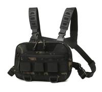 [Fpbiagoq] Bolsa deportiva para el pecho de pesca, bolsa de chaleco resistente al agua frontal para el pecho para escalar, mochila para acampar, correr, chaleco delantero, Noche oscura