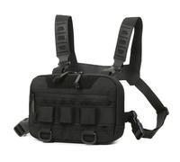 [Fpbiagoq] Bolsa deportiva para el pecho de pesca, bolsa de chaleco resistente al agua frontal para el pecho para escalar, mochila para acampar, correr, chaleco delantero, Negro 10 piezas