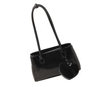 [Fpbiagoq] Bolso de hombro para mujer, bolso cruzado de cuero, de moda, bolso hobo, bolso de mano, bolso de mano, bolso con cierre de cremallera, Negro 10 piezas